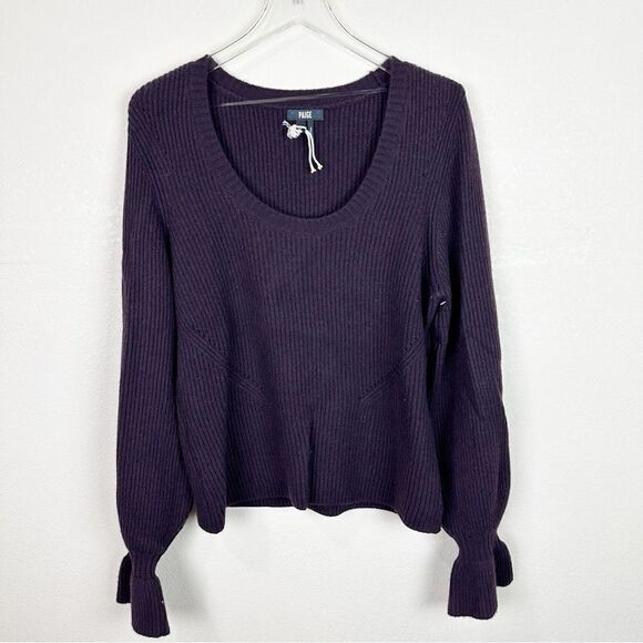 Paige Virtue Rib Wool Purple Pull Over Sweater Top XL - Picture 2 of 8